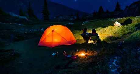 Camp scene at dusk