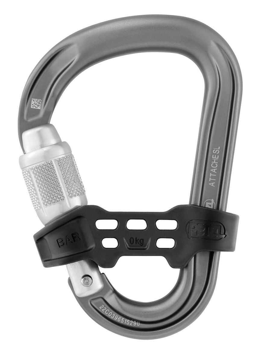 Attache Locking Carabiner W/Bar Gray