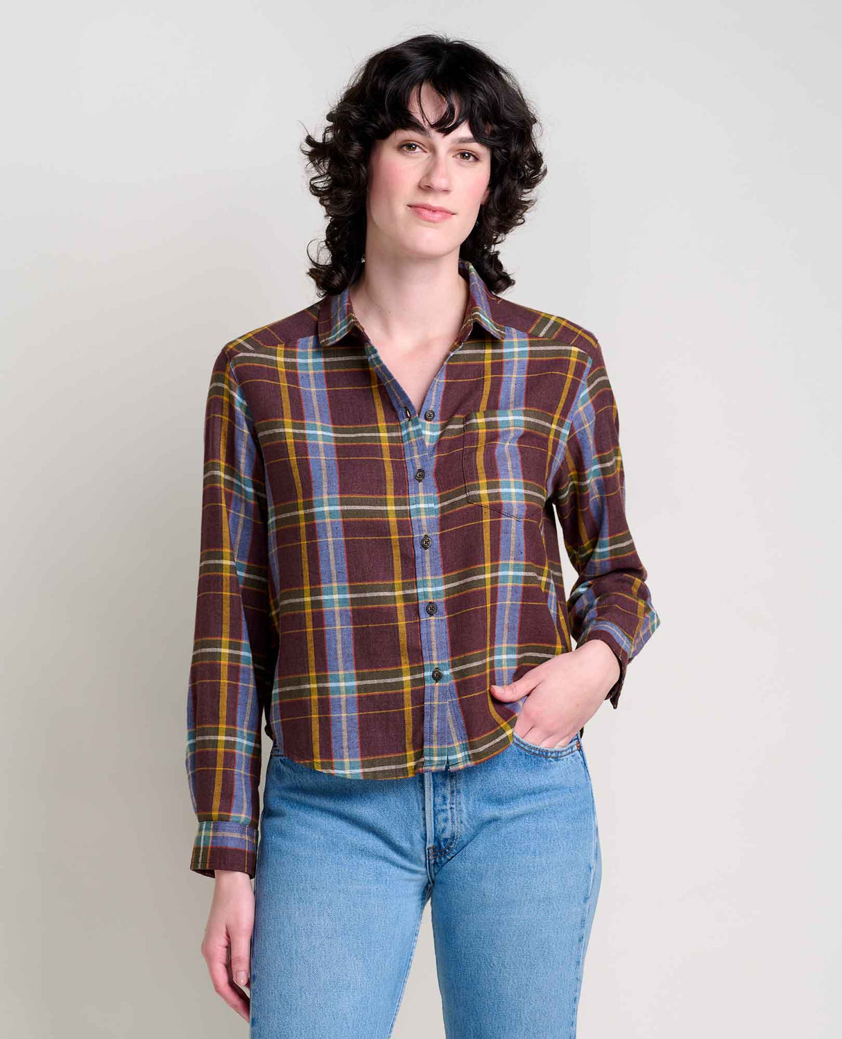 Re-Form Flannel Boxy Long Sleeve Shirt - Women's