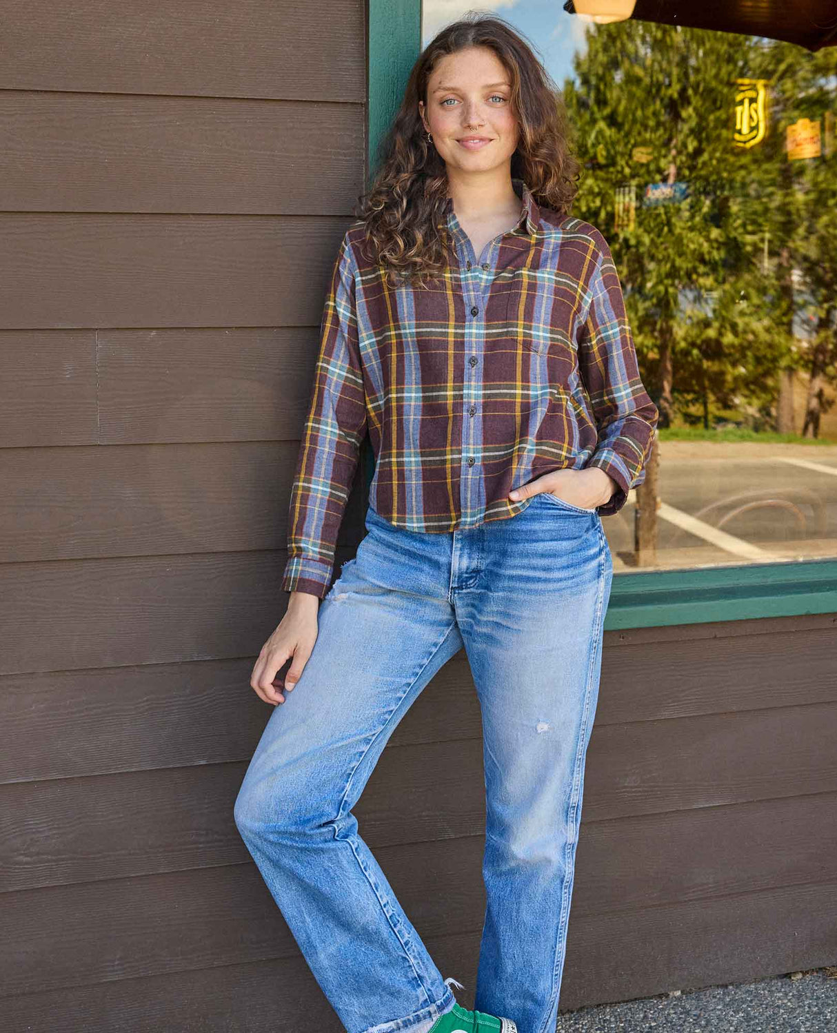 Re-Form Flannel Boxy Long Sleeve Shirt - Women's