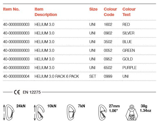 Wild Country Helium 3. Rackpack 6 Pack